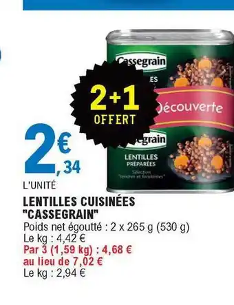 E.Leclerc Lentilles Cuisinées offre