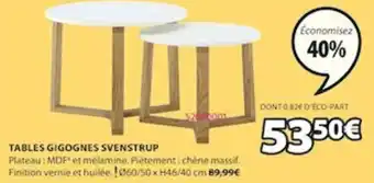 JYSK Tables Gigognes Svenstrup offre