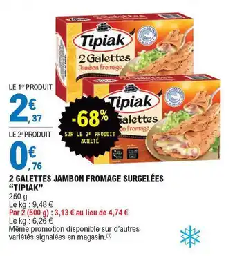 E.Leclerc 2 Galettes Jambon Fromage Surgelées offre