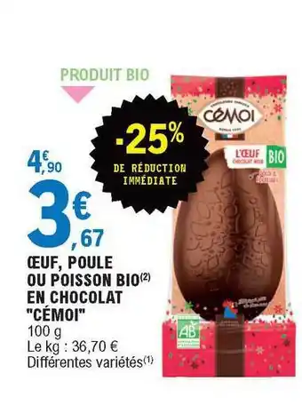 E.Leclerc œuf, Poule Ou Poisson Bio En Chocolat offre