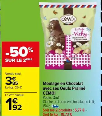 Carrefour Moulage En Chocolat Avec Ses Oeufs Praliné Cémol offre