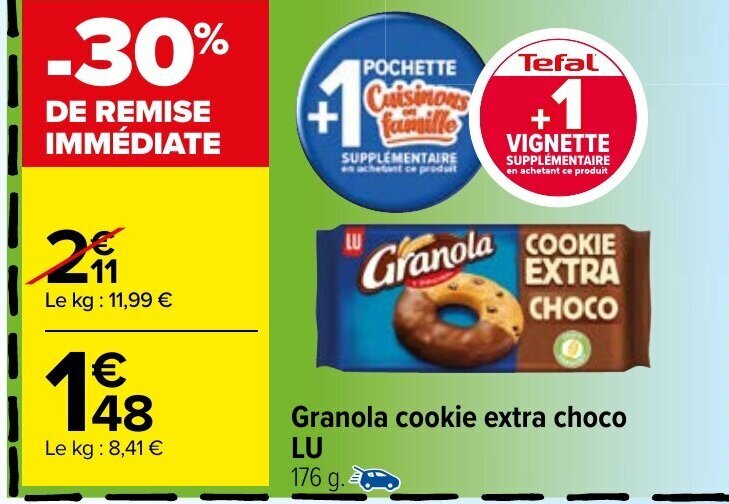 Promo Granola Cookie Extra Choco Lu chez Carrefour