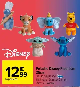 Carrefour Peluche Disney Platinium 25cm offre