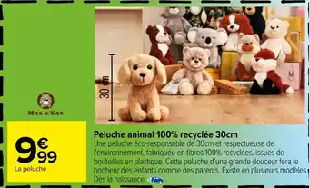 Carrefour Peluche Animal 100% Recyclée 30 cm offre