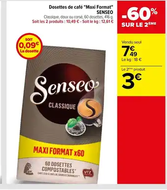 Carrefour Dosettes De Cafe "Maxi Format" Senseo offre