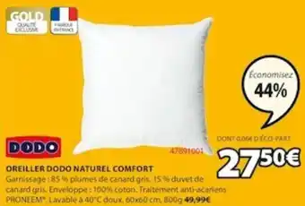 JYSK Oreiller Dodo Naturel Comfort offre