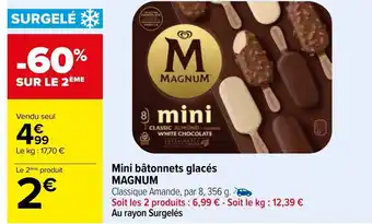 Carrefour Mini Bâtonnets Glaces Magnum offre