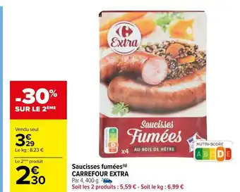 Carrefour Saucisses Fumées Carrefour Extra offre