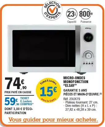 E.Leclerc Micro-ondes Monofonction offre