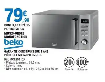 E.Leclerc Micro-ondes Monofonction Beko offre