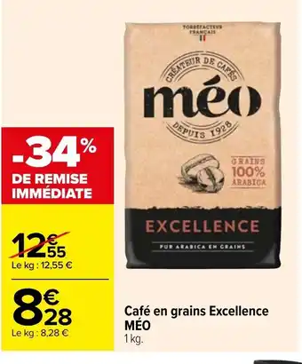 Carrefour Cafe en grains excellence meo offre