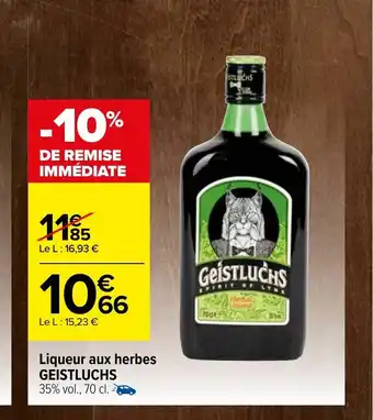 Carrefour Liqueur aux herbes geistluchs offre