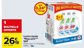 Carrefour Lessive liquide mega pack skip offre