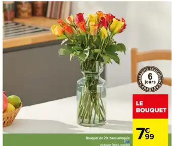 Carrefour Bouquet de 20 roses arlequin offre