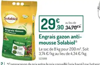 Engrais gazon anti mousse solabiol