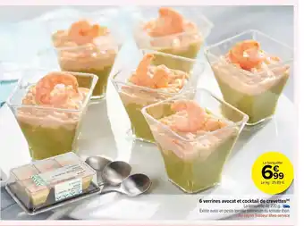 6 verrines avocat et cocktail de crevettes