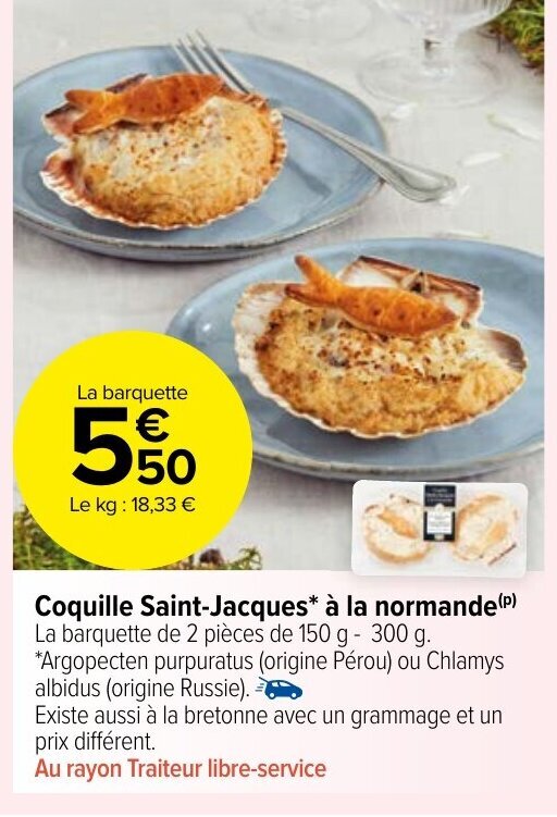 Promo Coquille saintjacques a la normande chez Carrefour Market