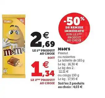 Super U M&m's Peanut offre