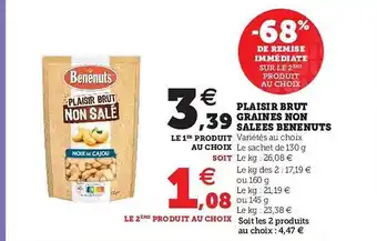 Plaisir Brut Graines Non Salées Bénénuts