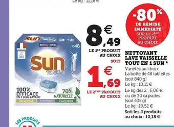 Super U Nettoyant Lave Vaisselle Tout En 1 Sun offre