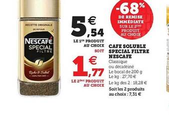 Café Soluble Spécial Filtre Nescafé