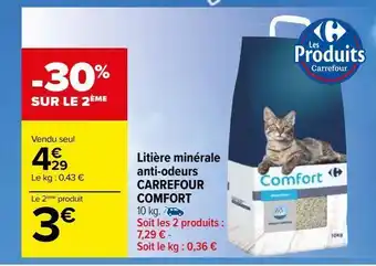 Carrefour Market Litiere minerale anti-odeurs carrefour comfort offre