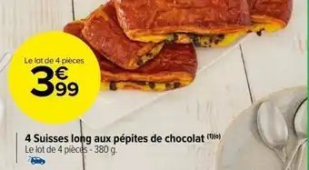 Carrefour Market 4 suisses long aux pépites de chocolat offre