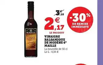 Super U Vinaigre Balsamique De Modène 6° Maille offre