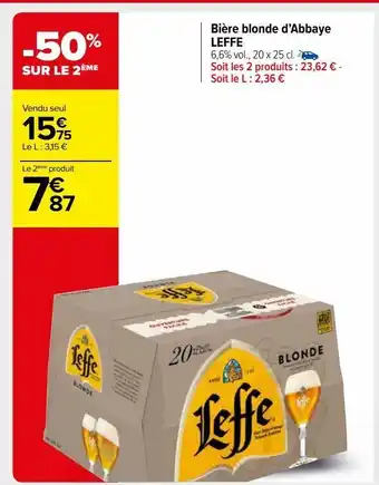 Carrefour Market Biere blonde d'abbaye leffe offre