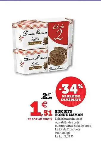 Super U Biscuits Bonne Maman offre