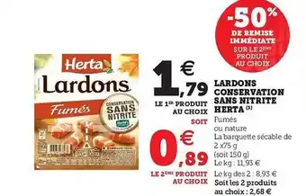 Super U Lardons Conservation Sans Nitrite Herta offre
