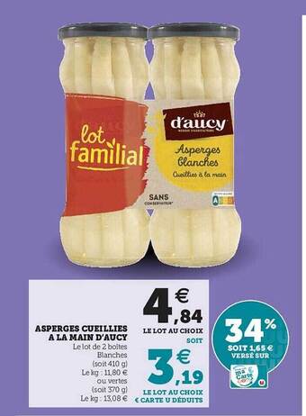 Super U Asperges Cueillies à La Main D'aucy offre