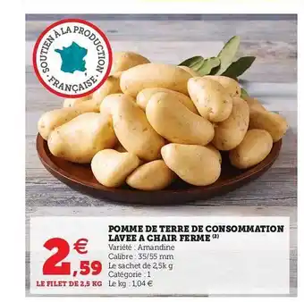 Super U Pomme De Terre De Consommation Lavée à Chair Ferme offre