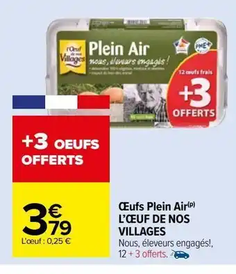 Carrefour Market Œufs plein air l'œuf de nos villages offre