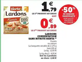 U Express Lardons Conservation Sans Nitrite Herta offre