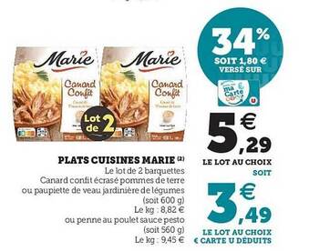 U Express Plats Cuisinés Marie offre