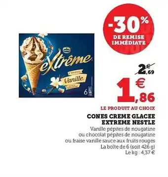 U Express Cones Crème Glacée Extreme Nestlé offre