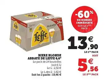 U Express Bière Blonde Abbaye De Leffe 6,6° offre