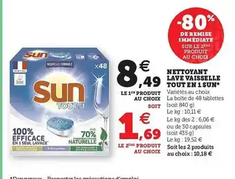 U Express Nettoyant Lave Vaisselle Tout En 1 Sun offre