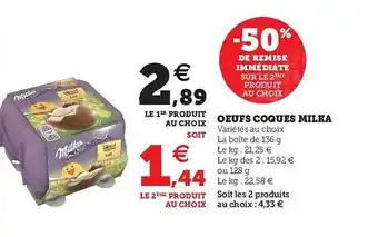 U Express Oeufs Coques Milka offre