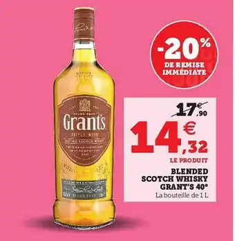 U Express Blended Scotch Whisky Grant's 40° offre