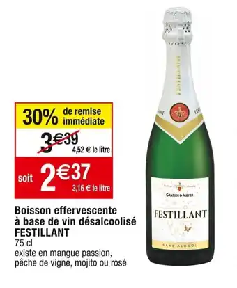 Cora x Carrefour Boisson effervescente à base de vin désalcoolisé FESTILLANT offre