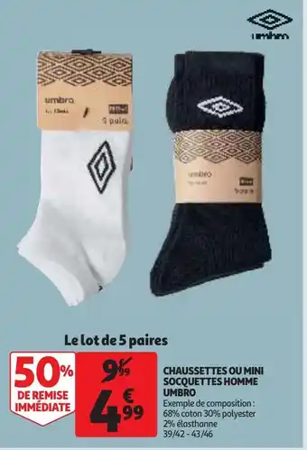 Chaussettes ou mini socquettes homme umbro