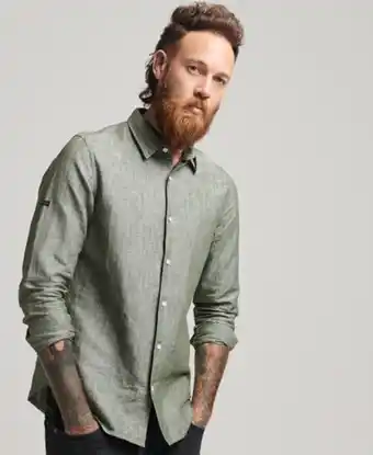 Chemise à manches longues en lin et coton