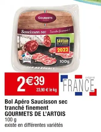 Bol apéro saucisson sec tranché finement GOURMETS DE L'ARTOIS