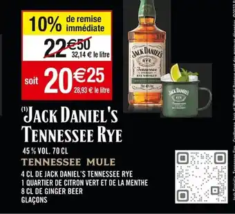 Cora x Carrefour Jack daniel's tennessee rye offre