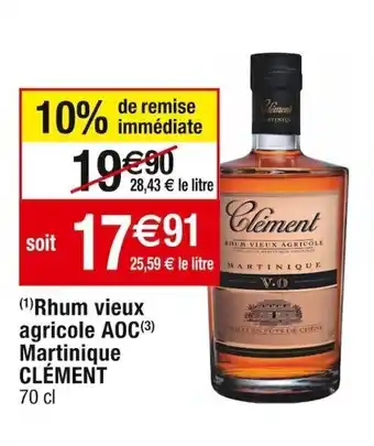 Cora x Carrefour Rhum vieux agricole AOC martinique CLÉMENT offre