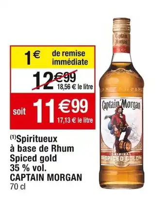 Cora x Carrefour Spiritueux à base de rhum spiced gold 35% vol. CAPTAIN MORGAN offre