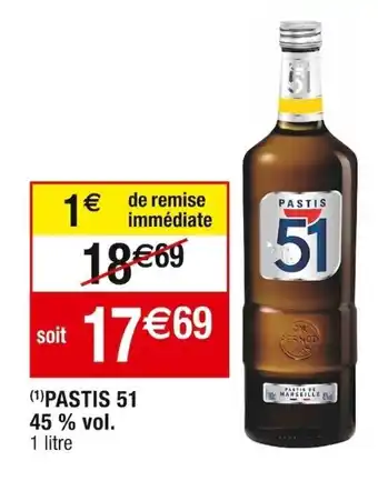 Cora x Carrefour Pastis 51 45% vol. offre