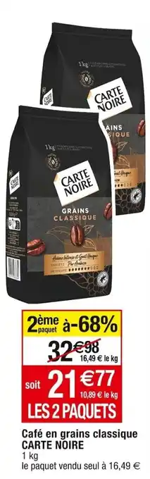 Cora x Carrefour Café en grains classique CARTE NOIRE offre